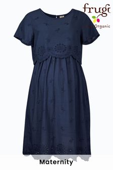 Frugi Navy Blue Organic Cotton Maternity Breastfeeding Dress