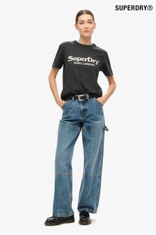 Superdry Jet Black Metallic Venue Relaxed T-Shirt (754433) | $51