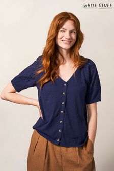 White Stuff Blue Broderie Mix Two Way Top (754538) | €24