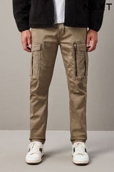 Stone Slim Fit Zip Detail Stretch Cargo Trousers (754689) | MYR 212