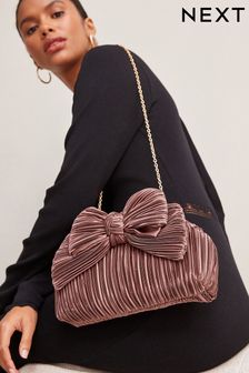 Blush Pink Pleated Bow Clutch Bag (754746) | $52