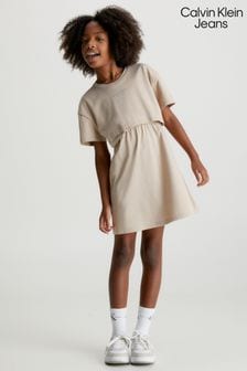 bež dekliška obleka v stilu majice s kratkimi rokavi Calvin Klein Jeans (754750) | €35