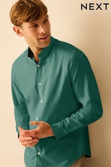 Blue - Stretch Oxford Long Sleeve Shirt (754755) | kr490
