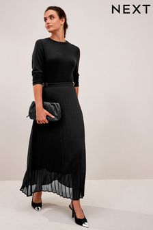 Black Midi Pleated Skirt (754789) | KRW56,700