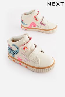 Cream Wide Fit (G) Dinosaur High Top Trainers (754969) | €36 - €39