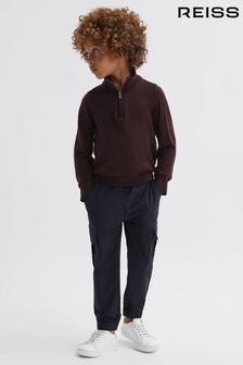 Reiss Bordeaux Blackhall Senior Slim Fit Merino Wool Zip Neck Jumper (755446) | 279 QAR