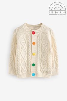 Little Bird by Jools Oliver pletený propínací svetr s copánkovým vzorem