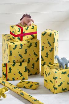 Yellow Dinosaurs 10 Metre Wrapping Paper