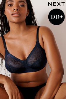 Navy Blue Total Support Non Pad Non Wire Animal Print Mesh Bra (756260) | AED100