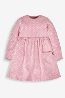 JoJo Maman Bébé Pink/Cream Spot Spot Classic Jersey Dress (756642) | kr310