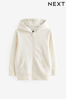 Ecru White Plain Zip Through Hoodie (3-16yrs) (756678) | €19 - €28