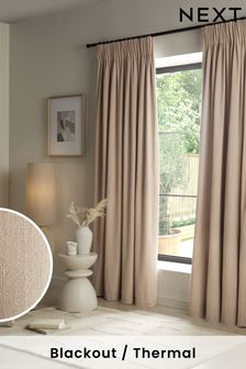 Natural Linen Look Pencil Pleat Blackout/Thermal Curtains (756801) | €81 - €179