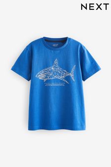 Kobaltowy z motywem rekina - Koszulka z krótkim rękawem i grafiką (3-16 lat) (757030) | 25 zł - 45 zł