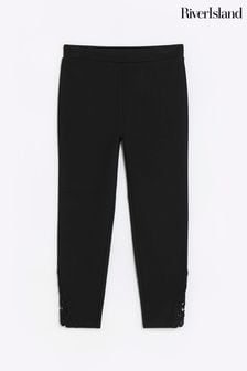 River Island Girls Black Monogram Waistband Leggings