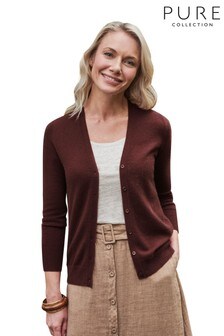 brown cashmere cardigan womens