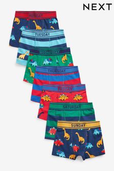 Navy/Green/Red Dino 7 Pack Trunks (2-12yrs) (757535) | AED89 - AED98