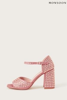 Monsoon Pink Gem Embroidered Heels (757576) | $187