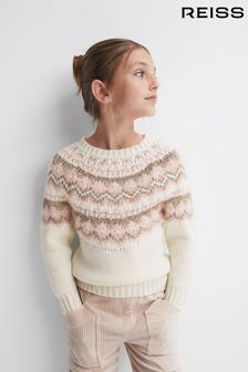 Reiss Pink Blythe Junior Fairisle Knitted Jumper (758010) | OMR36