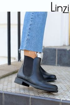 Linzi Black Fia Soft Faux Leather Classic Chelsea Boots (758178) | kr415