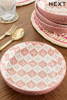 Set of 4 Pink Palermo Patterned Pasta Bowls (758327) | $67