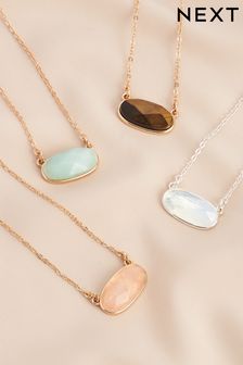 Gold Plated/Silver Plated Oval Semi Precious Stone Necklace (759080) | $17