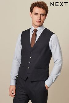 Navy Textured Wool Suit: Waistcoat (759357) | 70 €