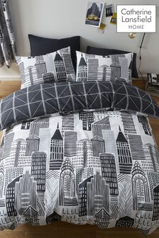 Catherine Lansfield Grey City Life Duvet Cover and Pillowcase Set (760203) | $23 - $38