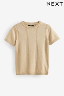 Tan Brown Knitted Textured T-Shirt (3-16yrs) (760268) | ₪ 50 - ₪ 71