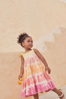 שמלת בצבע טאי דאי מכותנה אורגנית (3 חודשים עד גיל 7)