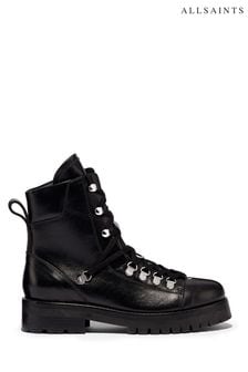 AllSaints Black Franka Ankle Calf Boots (760985) | $409