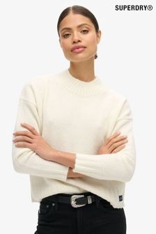 Superdry Bright White Essential Mock Neck Jumper (761945) | $86