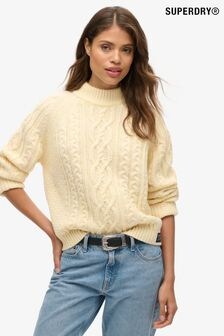 Superdry Island Ecru Cable Mock Neck Jumper (761954) | $120