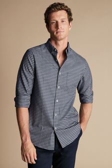 Charles Tyrwhitt Grey Gingham Non-Iron Twill Slim Fit Shirt (762245) | 414 SAR