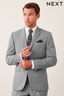 Light Grey Tailored Fit Wool Mix Textured Suit: Jacket (762404) | $134