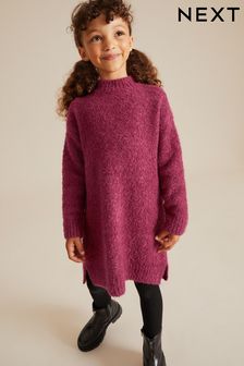 Raspberry Pink Bouclé Knitted Jumper Dress (3-16yrs) (763195) | €16 - €20