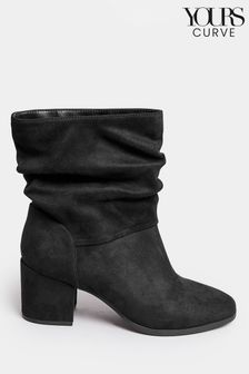 Yours Curve Black Wide Fit Slouch Ankle Micro Boots (763342) | kr880