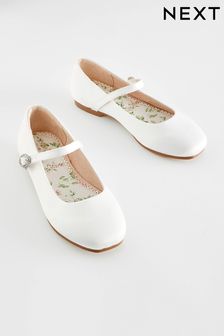 White Satin Stain Resistant Bridesmaid Standard Fit (F) Mary Jane Occasion Shoes (763445) | HK$192 - HK$253