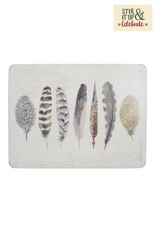 Set of 6 Natural Feather Placemats