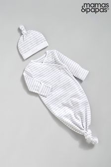 Mamas & Papas White Stripe Knot All In One Set 2 Piece (763615) | $36