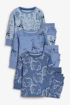 Blue Animals - 3 Pack Snuggle Pyjamas (9mths-10yrs) (763748) | kr306 - kr386
