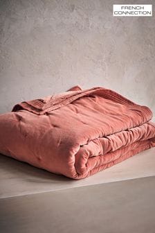 French Connection Peach Washed Velvet Quilted Bedspread (763949) | €238