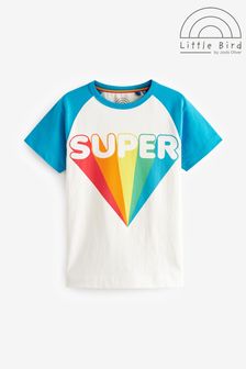 Little Bird by Jools Oliver Ecru/Aqua Short Sleeve Raglan Colourful T-Shirt (764155) | 629 UAH - 801 UAH