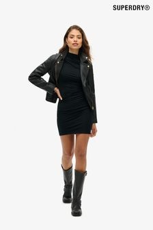 Superdry Black Short Sleeve Ruched Mini Dress (764418) | $77