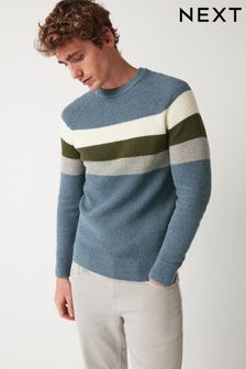 Light Blue Regular Textured Knitted Crew Jumper (764445) | $52