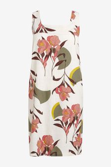 Floral - Linen Blend Pintuck Shift Dress (764896) | kr285