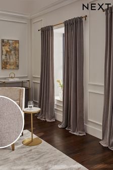 Mink Natural Sumptuous Velvet Hidden Tab Top Lined Curtains (765438) | kr1,005 - kr2,345