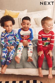 Red/White Transport 3 Pack Snuggle Pyjamas (9mths-12yrs) (765674) | TRY 644 - TRY 782