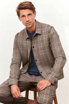 Taupe Brown Slim Fit Check Coach Co-ord: Jacket (765974) | €20