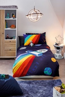 סט ציפה וציפית בכחול עם הדפס טילים בחלל