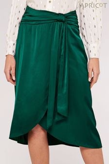 Apricot Green Satin Tie Front Wrap Skirt (766750) | €21.50